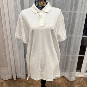 Tommy Hilfiger White Men's Polo with Subtle Flag Logo